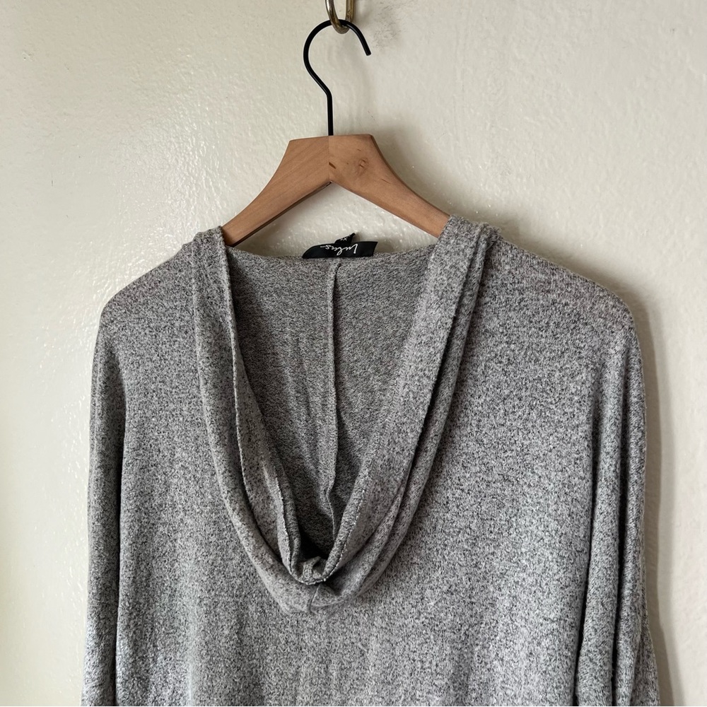 Lulus | Slow Motion Heather Grey Lace-Up Hoodie View 5